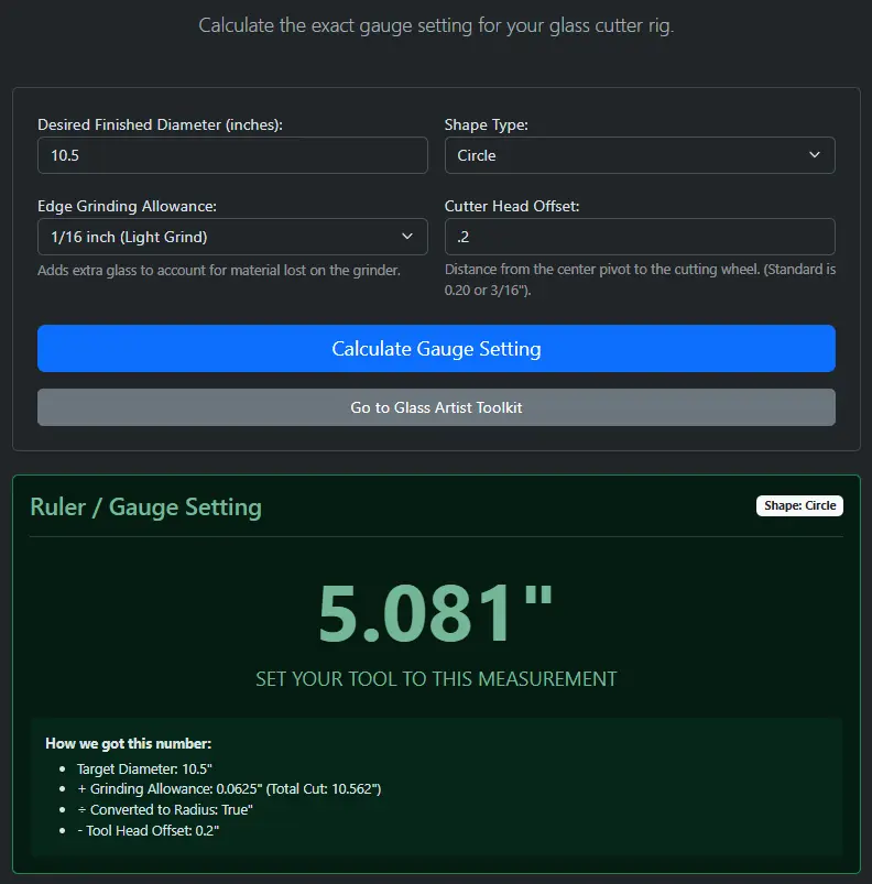 Circle Cutter Calculator