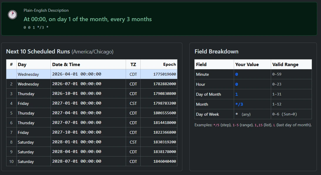 Cron Expression Builder