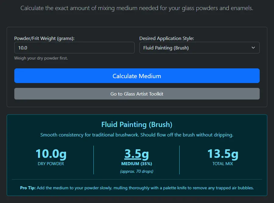 Enamel & Frit Mixing Calculator Preview