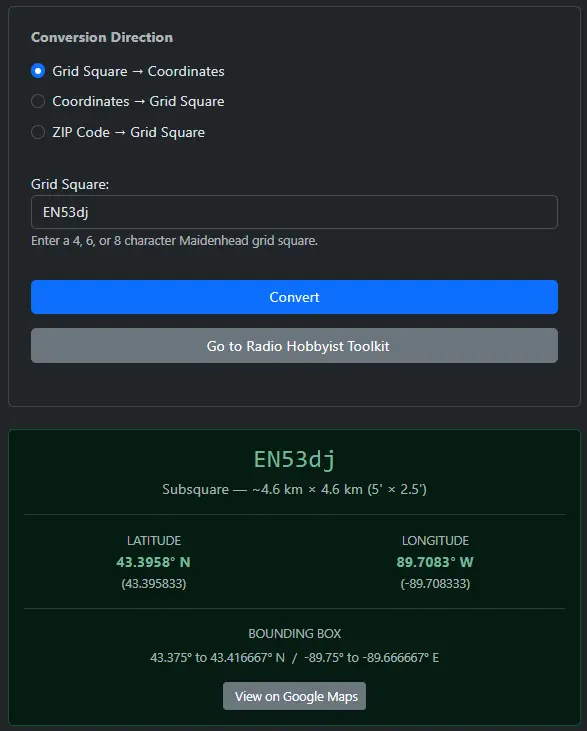 Grid Square Converter Preview