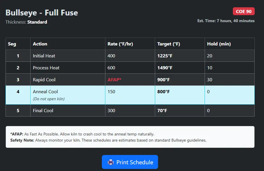 Kiln Schedule Generator