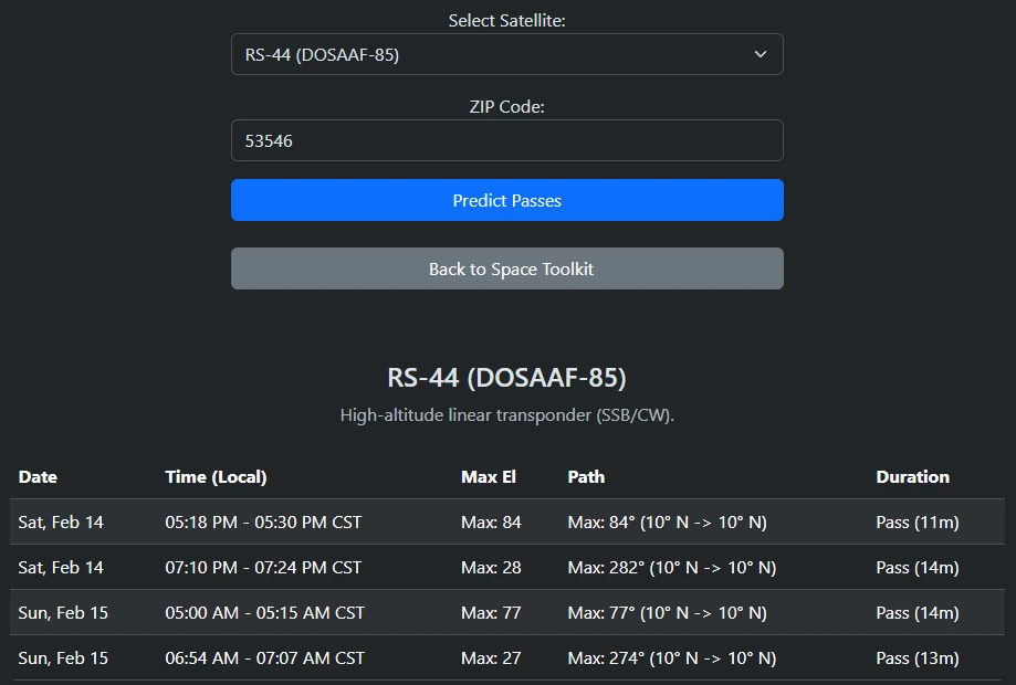 Satellite Pass Predictor