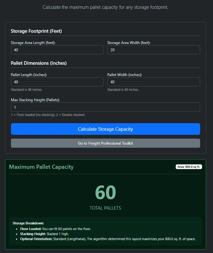 Warehouse Storage Estimator
