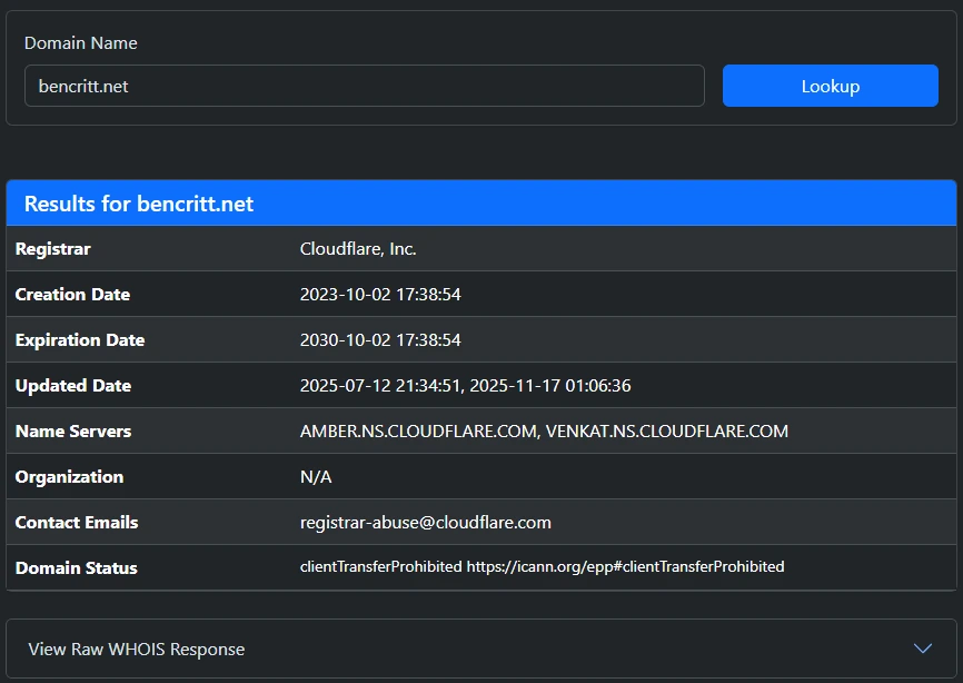 WHOIS Lookup Tool