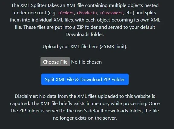 XML Splitter Preview